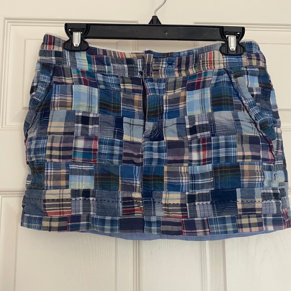 plaid mini skirt / preppy / quilt